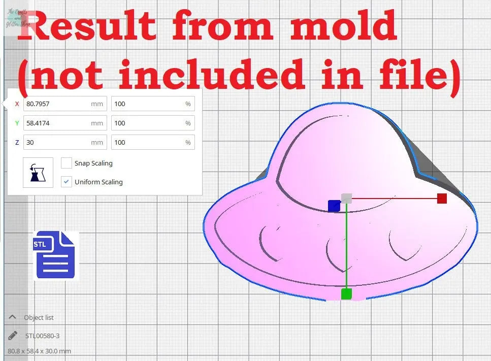 3pc Hearts UFO Bath Bomb Mold STL File - for 3D printing - FILE ONLY - 3 piece Hand Press Mould
