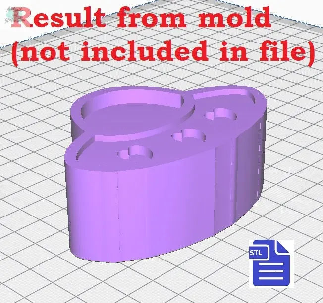 3pc Hearts UFO Bath Bomb Mold STL File - for 3D printing - FILE ONLY - 3 piece Hand Press Mould