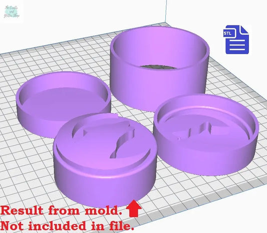 3pc Howling Wolf Bath Bomb Mold STL File - for 3D printing - FILE ONLY - 3 piece hand press bath bomb mold - The Crafts and Glitter Shop