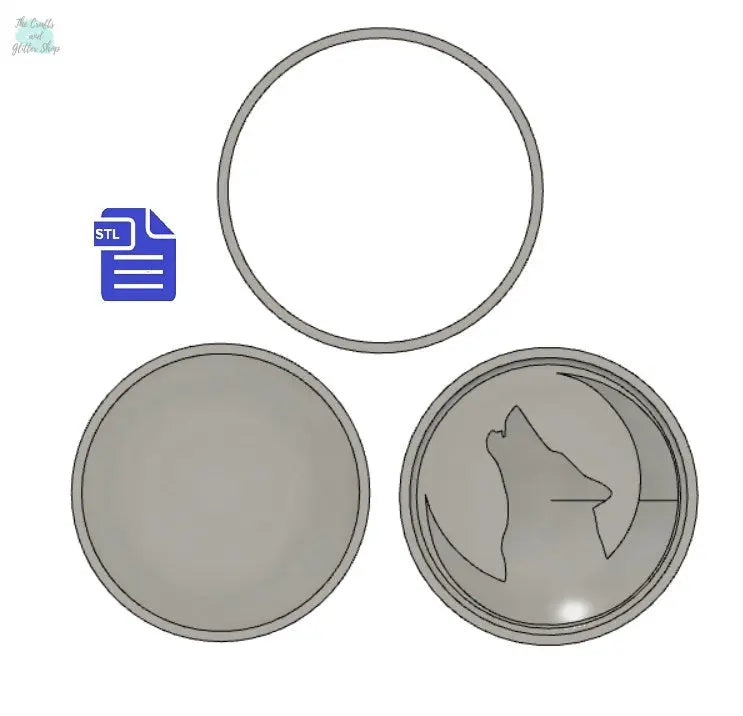 3pc Howling Wolf Bath Bomb Mold STL File - for 3D printing - FILE ONLY - 3 piece hand press bath bomb mold - The Crafts and Glitter Shop