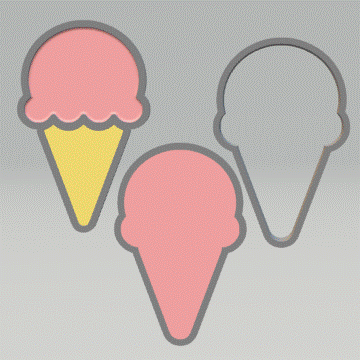 3pc Ice Cream Cone Bath Bomb Mold STL File