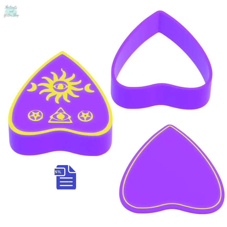 3pc Intuition Planchette Bath Bomb Mold STL File - for 3D printing - FILE ONLY - 3 piece ouija push mold for bath bombs shower steamers bar - The Crafts and Glitter Shop