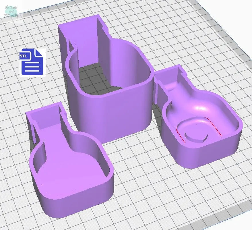 3pc Love Potion Bath Bomb Mold STL File - for 3D printing - FILE ONLY - 3 piece Hand Press Bath Bomb Mould - The Crafts and Glitter Shop
