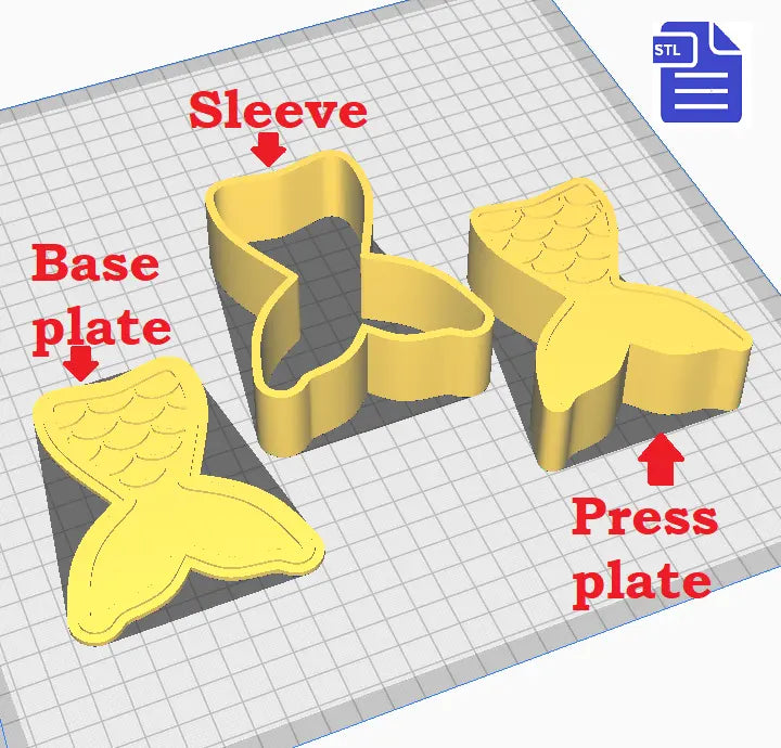 3pc Mermaid Tail Bath Bomb Mold STL File for 3D printing your own molds - The Crafts and Glitter Shop