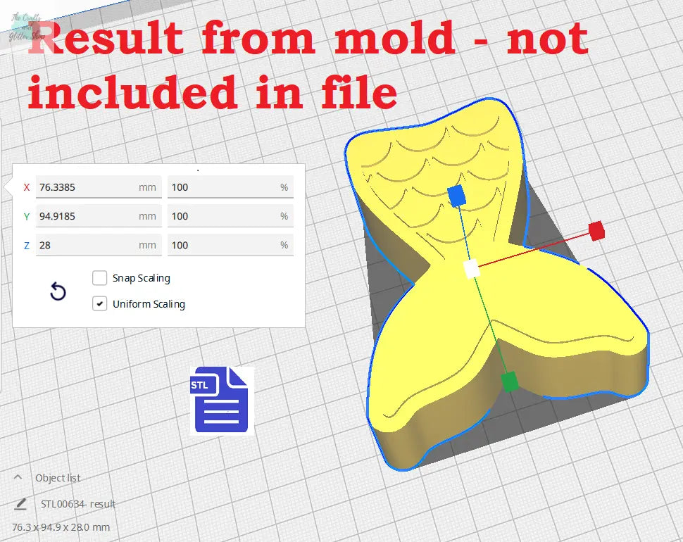 3pc Mermaid Tail Bath Bomb Mold STL File for 3D printing your own molds - The Crafts and Glitter Shop