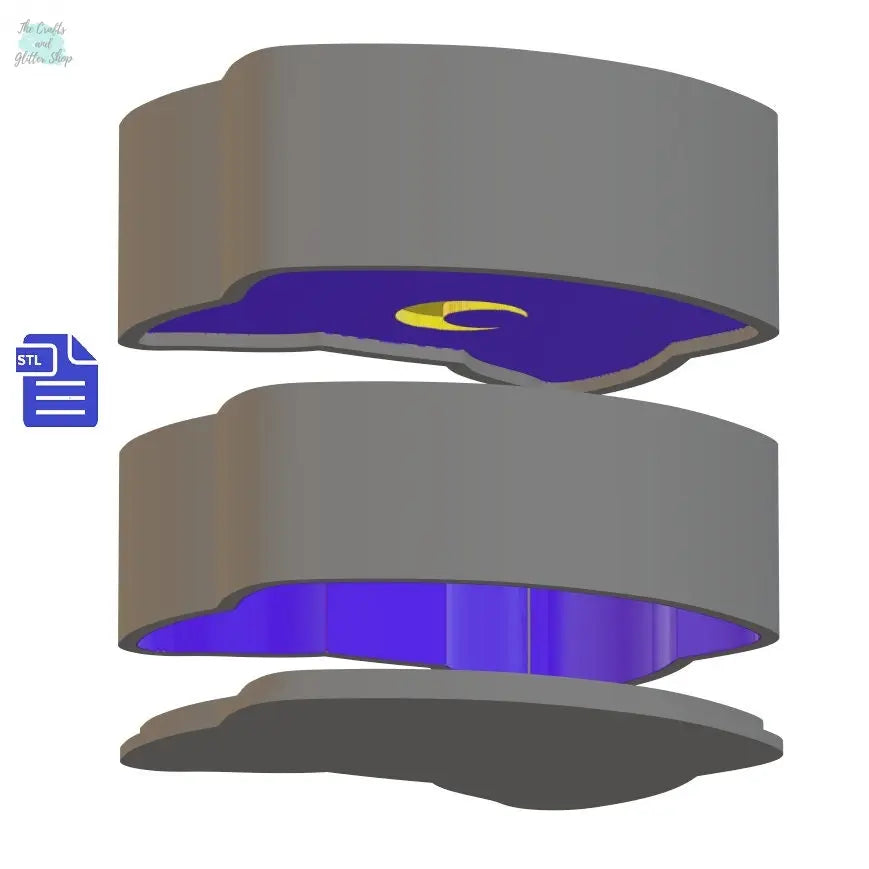 3pc Moon Cat Push Mold STL File - Bath Bomb Mold  - FILE ONLY for 3D printing - 3 piece mould for solid shampoo freshies fizzers bath bombs - The Crafts and Glitter Shop