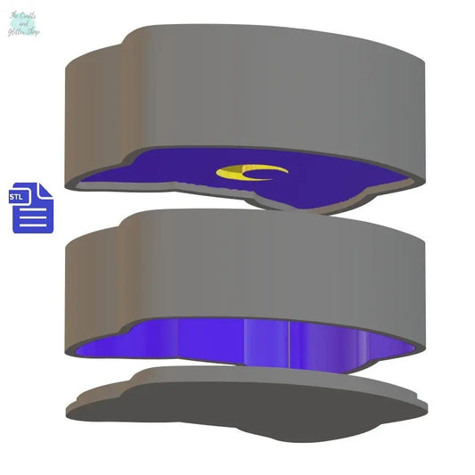 3pc Moon Cat Push Mold STL File - Bath Bomb Mold  - FILE ONLY for 3D printing - 3 piece mould for solid shampoo freshies fizzers bath bombs - The Crafts and Glitter Shop