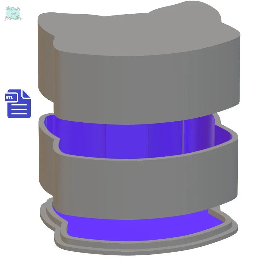 3pc Moon Cat Push Mold STL File - Bath Bomb Mold  - FILE ONLY for 3D printing - 3 piece mould for solid shampoo freshies fizzers bath bombs - The Crafts and Glitter Shop