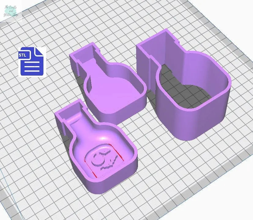 3pc Moon Water Bath Bomb Mold STL File - for 3D printing - FILE ONLY - 3 piece Hand Press Bath Bomb Mould - The Crafts and Glitter Shop
