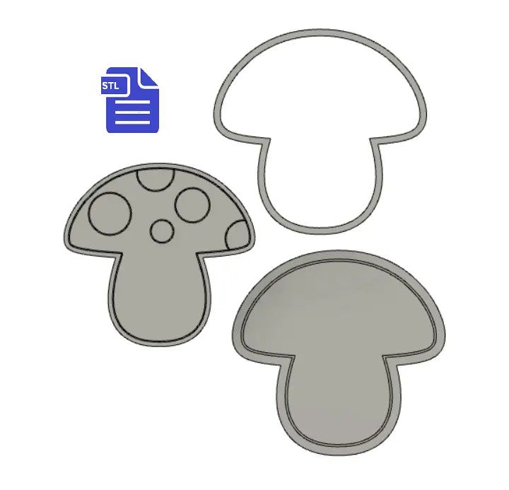 3pc Mushroom Bath Bomb Mold STL File - for 3D printing - FILE ONLY - The Crafts and Glitter Shop