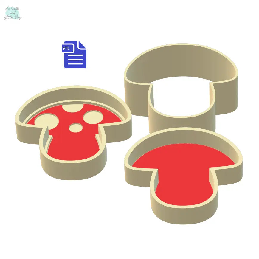 3pc Mushroom Bath Bomb Mold STL File - for 3D printing - FILE ONLY - The Crafts and Glitter Shop