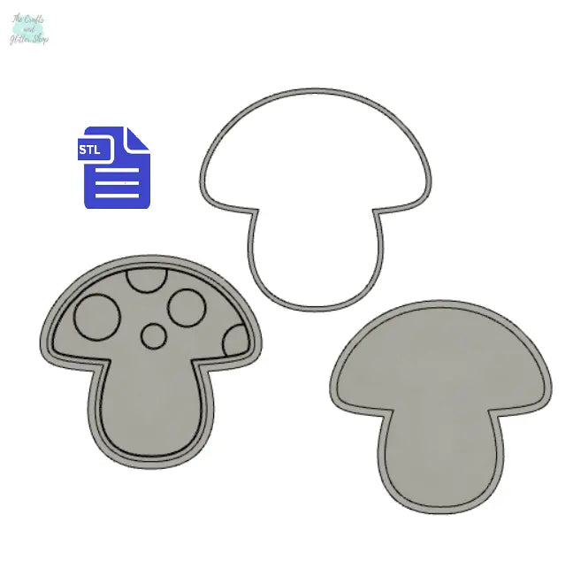 3pc Mushroom Bath Bomb Mold STL File - for 3D printing - FILE ONLY - The Crafts and Glitter Shop