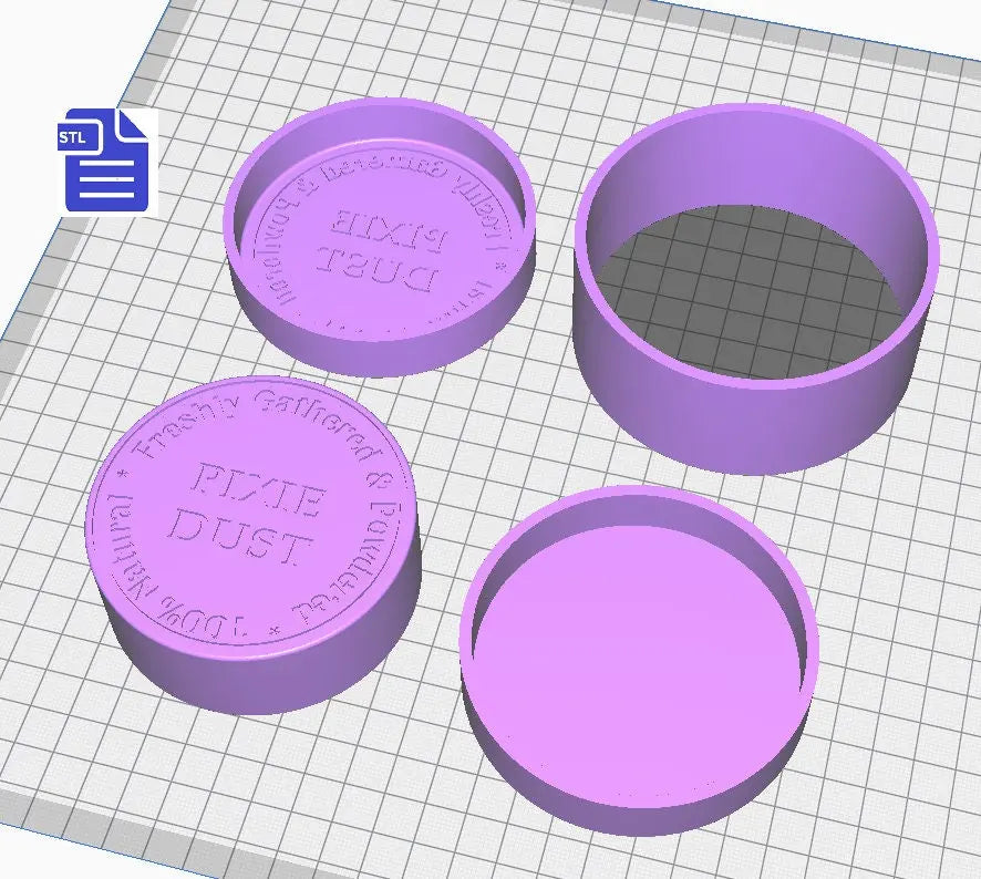 3pc Pixie Dust Bath Bomb Mold - Magic Potion Label Bath Bomb Mold STL File - for 3D printing - FILE ONLY - 3 piece hand press mold - The Crafts and Glitter Shop
