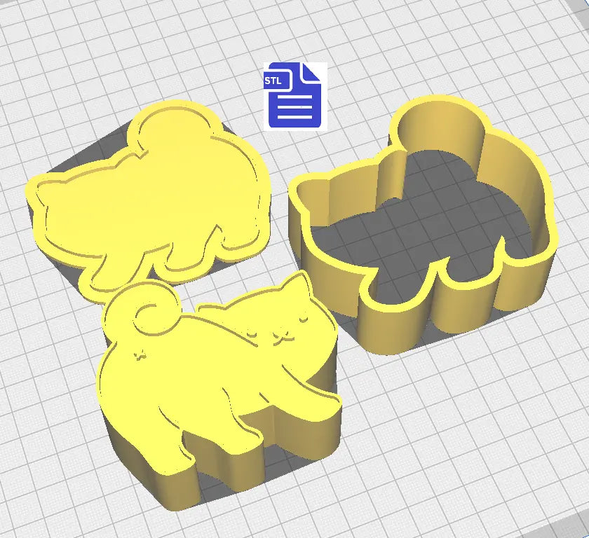 3pc Playing Kitten Behind Bath Bomb Mold STL File - for 3D printing - FILE ONLY - The Crafts and Glitter Shop