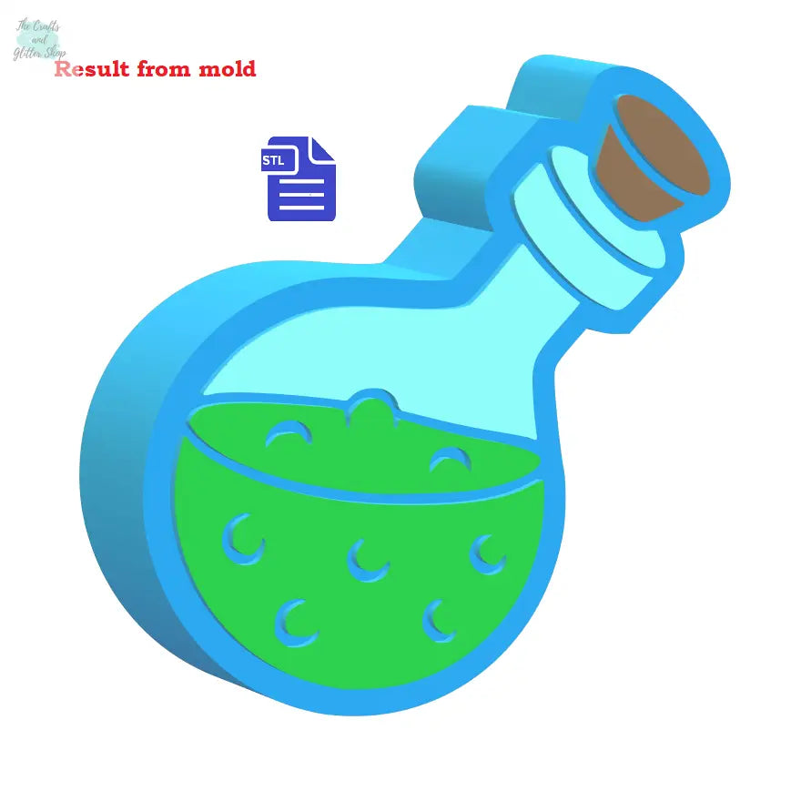 3pc Potion Bath Bomb Mold STL File - for 3D printing - FILE ONLY - 3 piece potion mould for bath bombs solid shampoo shower steamers fizzers - The Crafts and Glitter Shop