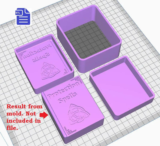 3pc Protection Spell book Bath Bomb Mold STL File