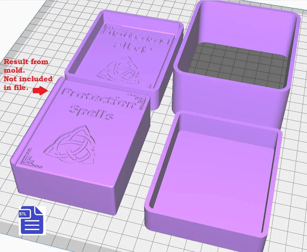 3pc Protection Spell book Bath Bomb Mold STL File