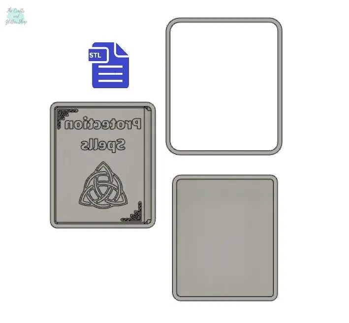 3pc Protection Spell book Bath Bomb Mold STL File
