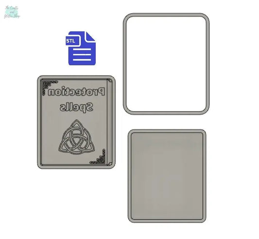 3pc Protection Spell book Bath Bomb Mold STL File
