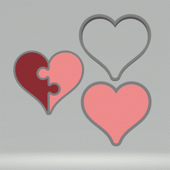 3pc Puzzle Heart Bath Bomb Mold STL File