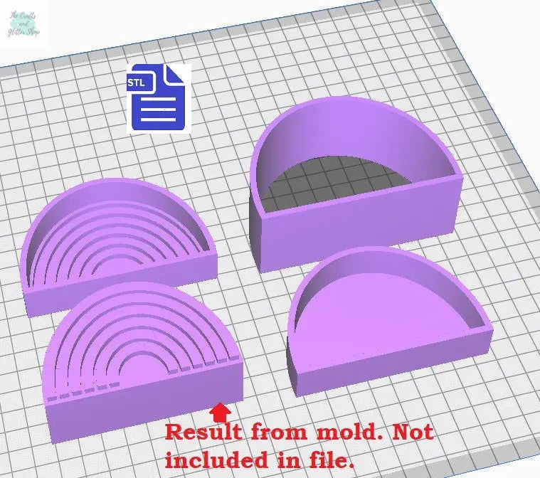 3pc Rainbow Bath Bomb Mold STL File - for 3D printing - FILE ONLY - 3 piece Rainbow Hand Press Bath Bomb Mold