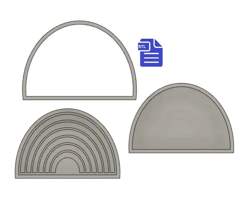 3pc Rainbow Bath Bomb Mold STL File - for 3D printing - FILE ONLY - 3 piece Rainbow Hand Press Bath Bomb Mold