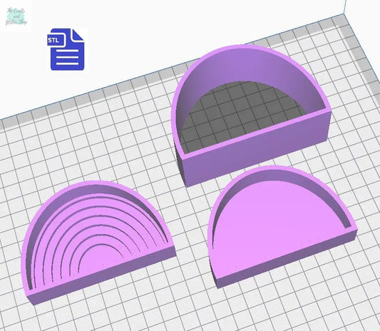 3pc Rainbow Bath Bomb Mold STL File - for 3D printing - FILE ONLY - 3 piece Rainbow Hand Press Bath Bomb Mold