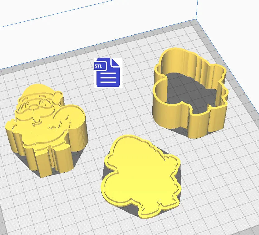 3pc Santa Claus Bath Bomb Mold STL File - for 3D printing - FILE ONLY - 3 piece Father Christmas Hand Press Mould for Solid Shampoo Fizzies - The Crafts and Glitter Shop