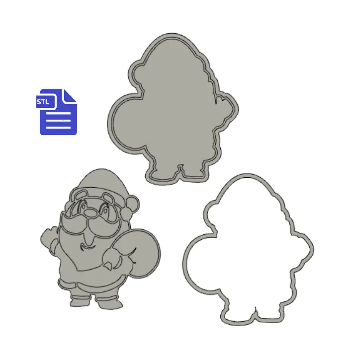 3pc Santa Claus Bath Bomb Mold STL File - for 3D printing - FILE ONLY - 3 piece Father Christmas Hand Press Mould for Solid Shampoo Fizzies - The Crafts and Glitter Shop
