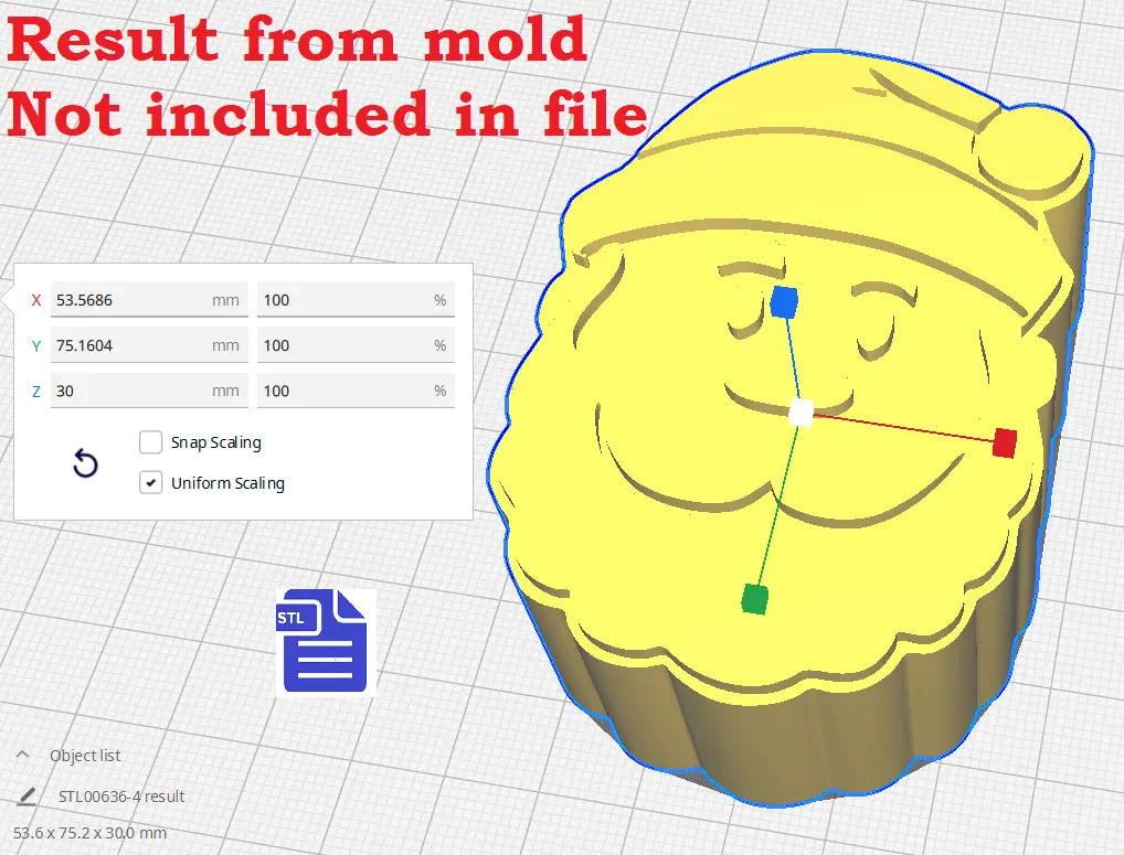 3pc Santa Claus Bath Bomb Mold STL File - for 3D printing - FILE ONLY - The Crafts and Glitter Shop