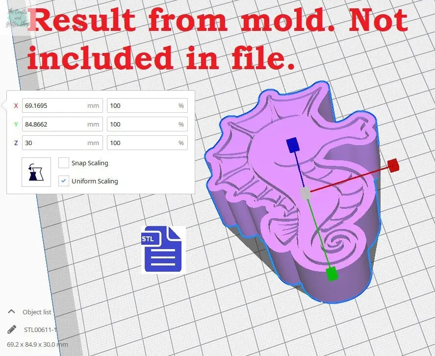 3pc Seahorse Bath Bomb Mold STL File