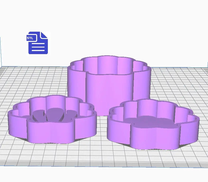 3pc Seashell Bath Bomb Mold STL File - for 3D printing - FILE ONLY - 3 piece Sea Shell Bath Bomb Hand Press Mould