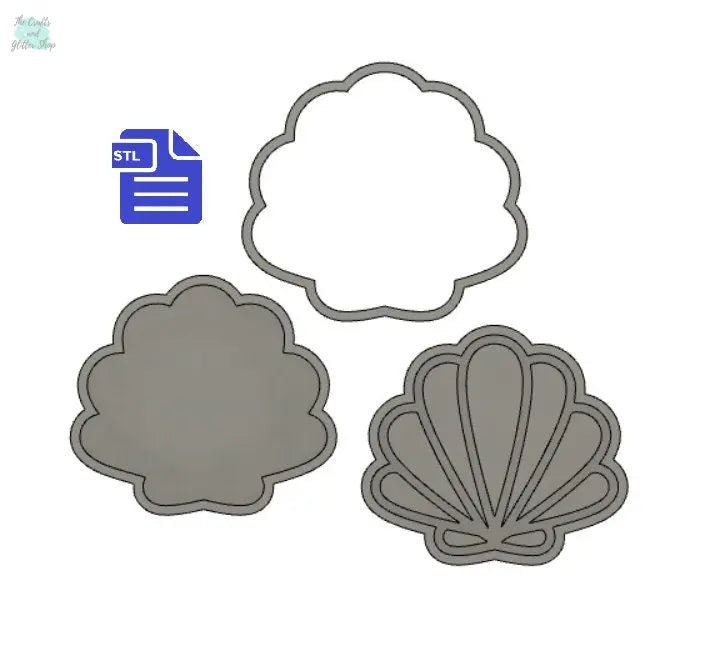 3pc Seashell Bath Bomb Mold STL File - for 3D printing - FILE ONLY - 3 piece Sea Shell Bath Bomb Hand Press Mould