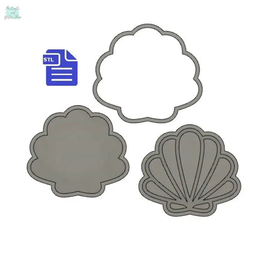 3pc Seashell Bath Bomb Mold STL File - for 3D printing - FILE ONLY - 3 piece Sea Shell Bath Bomb Hand Press Mould