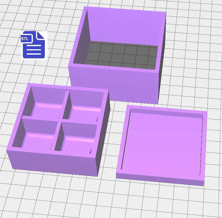 3pc Self Care Cube Snap Bar Bath Bomb Mold STL File