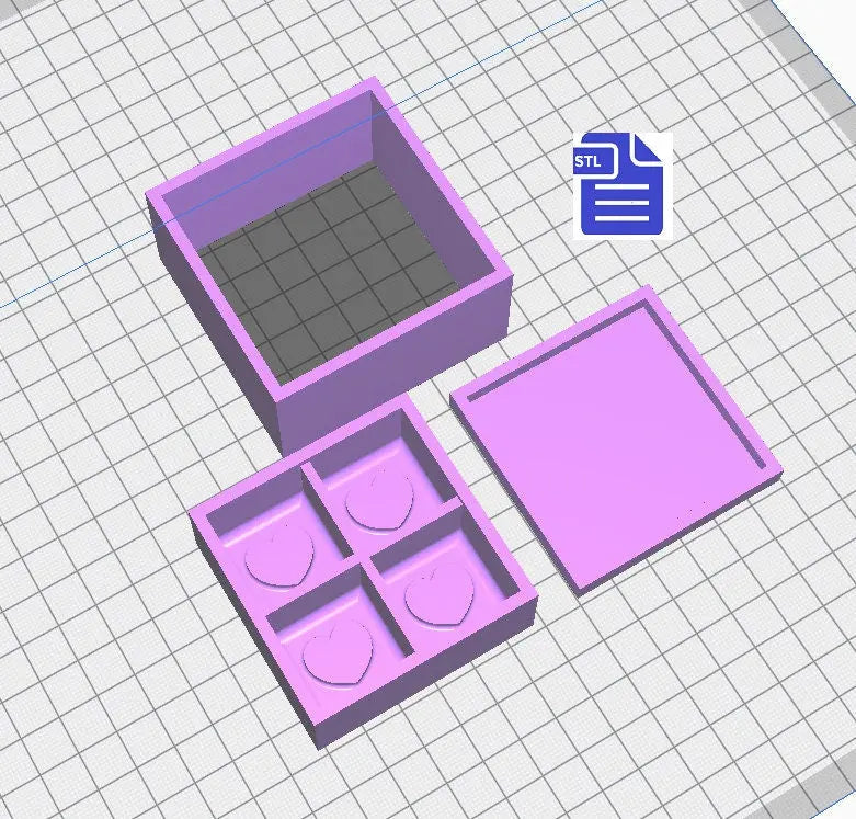 3pc Self Care Cube Snap Bar Bath Bomb Mold STL File - for 3D printing - FILE ONLY - Hearts Bath Bomb Hand Press Mould - The Crafts and Glitter Shop