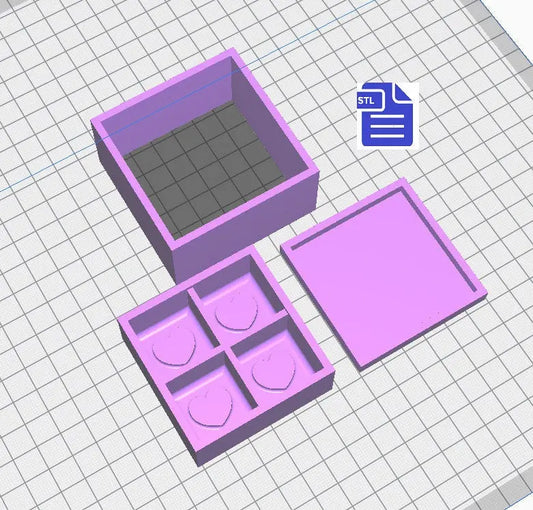 3pc Self Care Cube Snap Bar Bath Bomb Mold STL File - for 3D printing - FILE ONLY - Hearts Bath Bomb Hand Press Mould - The Crafts and Glitter Shop