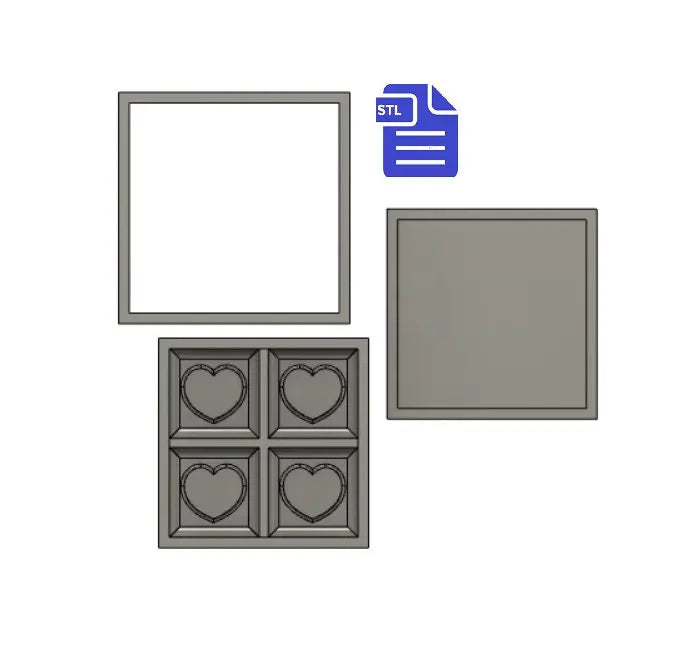 3pc Self Care Cube Snap Bar Bath Bomb Mold STL File - for 3D printing - FILE ONLY - Hearts Bath Bomb Hand Press Mould - The Crafts and Glitter Shop