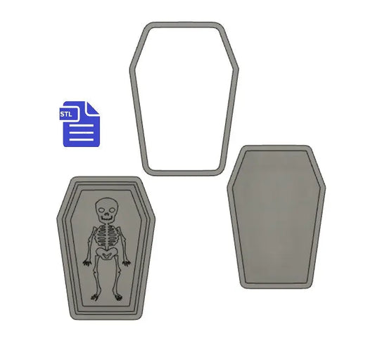 3pc Skeleton Coffin Bath Bomb Mold STL File - for 3D printing - FILE ONLY - 3 piece Coffin Hand Press Bath Bomb Mould - Shower Steamer - The Crafts and Glitter Shop