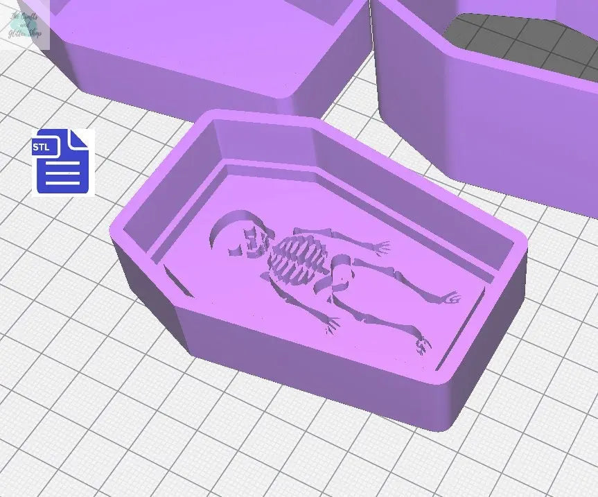 3pc Skeleton Coffin Bath Bomb Mold STL File - for 3D printing - FILE ONLY - 3 piece Coffin Hand Press Bath Bomb Mould - Shower Steamer - The Crafts and Glitter Shop