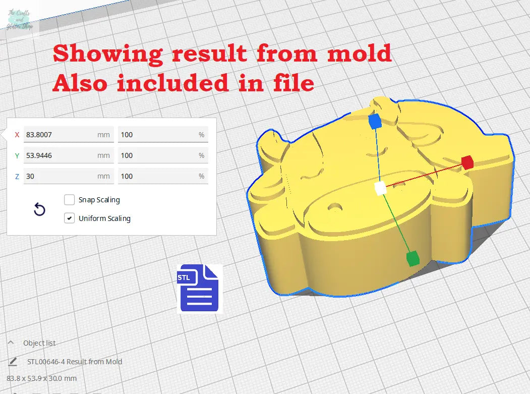 3pc Sleepy Cow Bath Bomb Mold STL File - for 3D printing - FILE ONLY - The Crafts and Glitter Shop