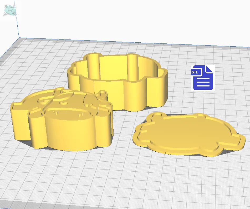 3pc Sleepy Cow Bath Bomb Mold STL File - for 3D printing - FILE ONLY - The Crafts and Glitter Shop