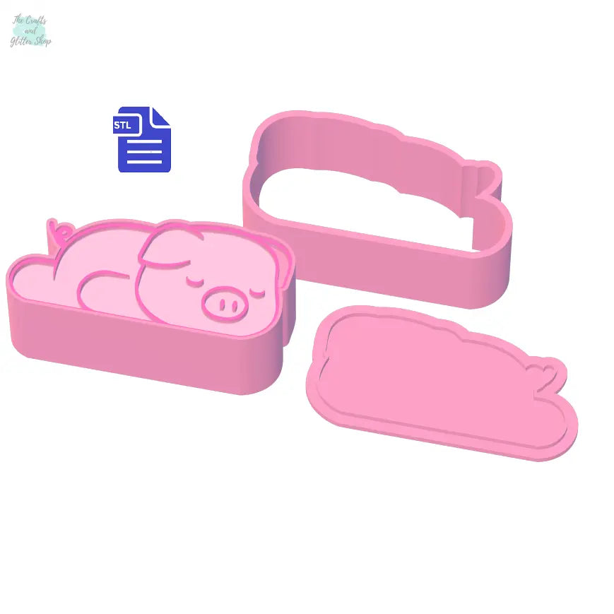 3pc Sleepy Piglet Bath Bomb Mold STL File - for 3D printing - FILE ONLY - The Crafts and Glitter Shop