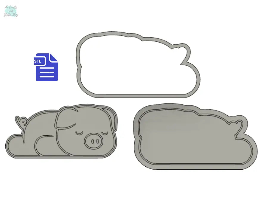 3pc Sleepy Piglet Bath Bomb Mold STL File - for 3D printing - FILE ONLY - The Crafts and Glitter Shop