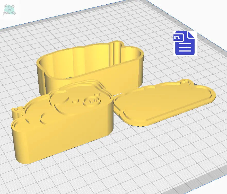 3pc Sleepy Piglet Bath Bomb Mold STL File - for 3D printing - FILE ONLY - The Crafts and Glitter Shop