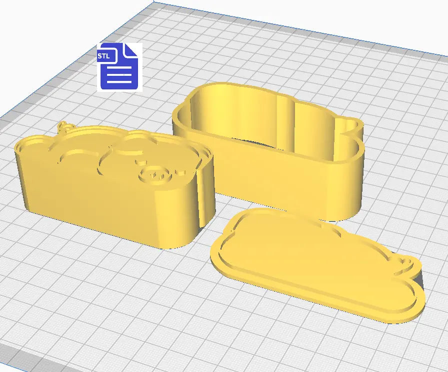 3pc Sleepy Piglet Bath Bomb Mold STL File - for 3D printing - FILE ONLY - The Crafts and Glitter Shop