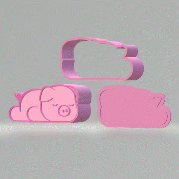 3pc Sleepy Piglet Bath Bomb Mold STL File