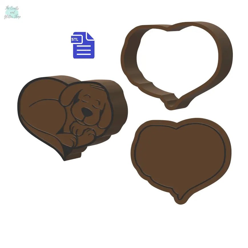 3pc Sleepy Puppy Bath Bomb Mold STL File - for 3D printing - FILE ONLY - The Crafts and Glitter Shop