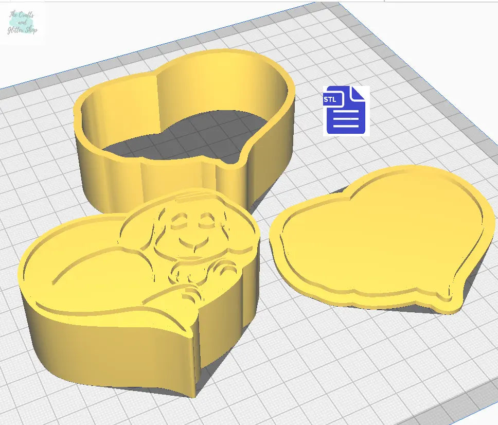 3pc Sleepy Puppy Bath Bomb Mold STL File - for 3D printing - FILE ONLY - The Crafts and Glitter Shop