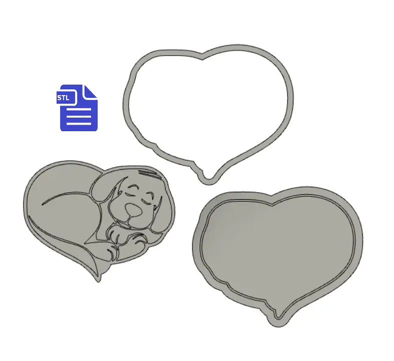 3pc Sleepy Puppy Bath Bomb Mold STL File - for 3D printing - FILE ONLY - The Crafts and Glitter Shop